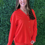Oversized Collared Button Down Top
