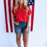 Short Sleeve Knit Stitching Detail Top