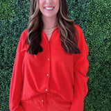 Oversized Collared Button Down Top