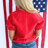 Short Sleeve Knit Stitching Detail Top
