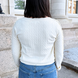 Long Sleeve Button Front Cardigan Sweater w/ Ruffles