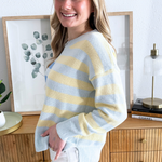 Half and Half Contrast Striped Knit Sweater - The 308 Boutique