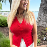 Twist Front Sleeveless Sweater Top