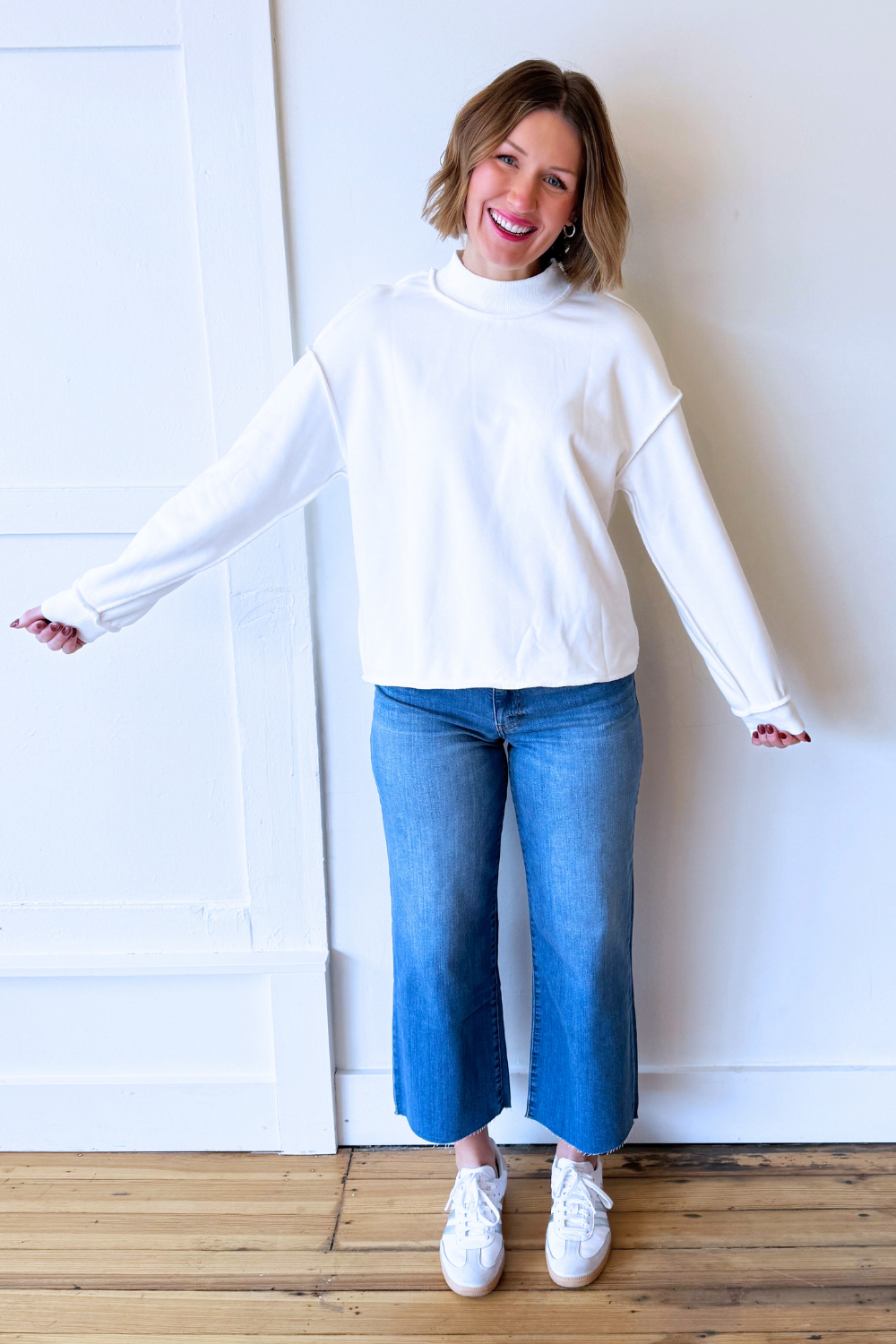 Oversize Drop Shoulder Reversible Mock Neck Sweatshirt - The 308 Boutique