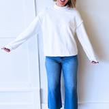 Oversize Drop Shoulder Reversible Mock Neck Sweatshirt - The 308 Boutique