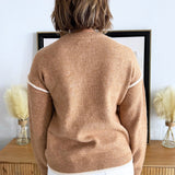 Long Sleeve Crewneck Sweater w/ Cream Tulip Hem