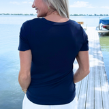 Short Sleeve V-Neck Knit Tee