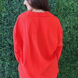 Oversized Collared Button Down Top