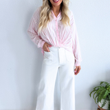 Striped Button Front Dressy Top