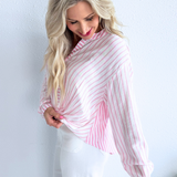 Striped Button Front Dressy Top