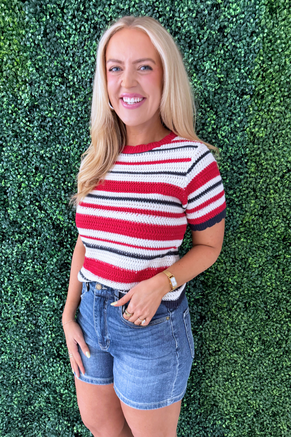 Striped Short Sleeve Knit Top – The 308 Boutique Striped Short Sleeve Knit Top – The 308 Boutique