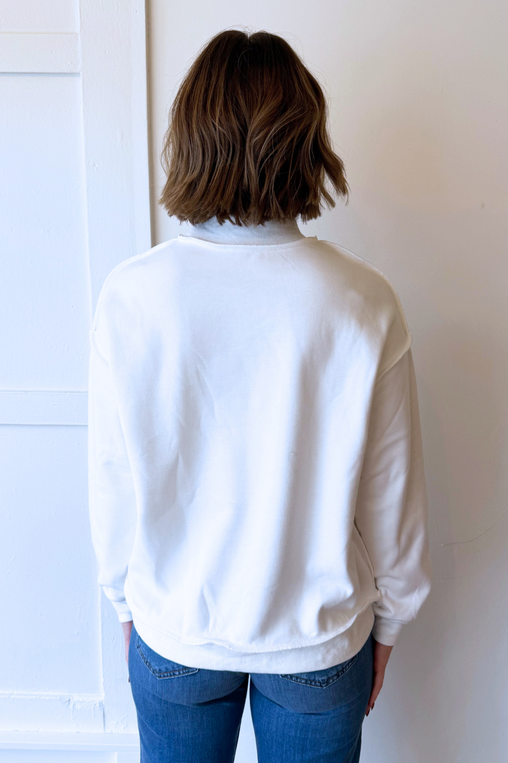Oversize Drop Shoulder Reversible Mock Neck Sweatshirt - The 308 Boutique