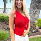 Twist Front Sleeveless Sweater Top
