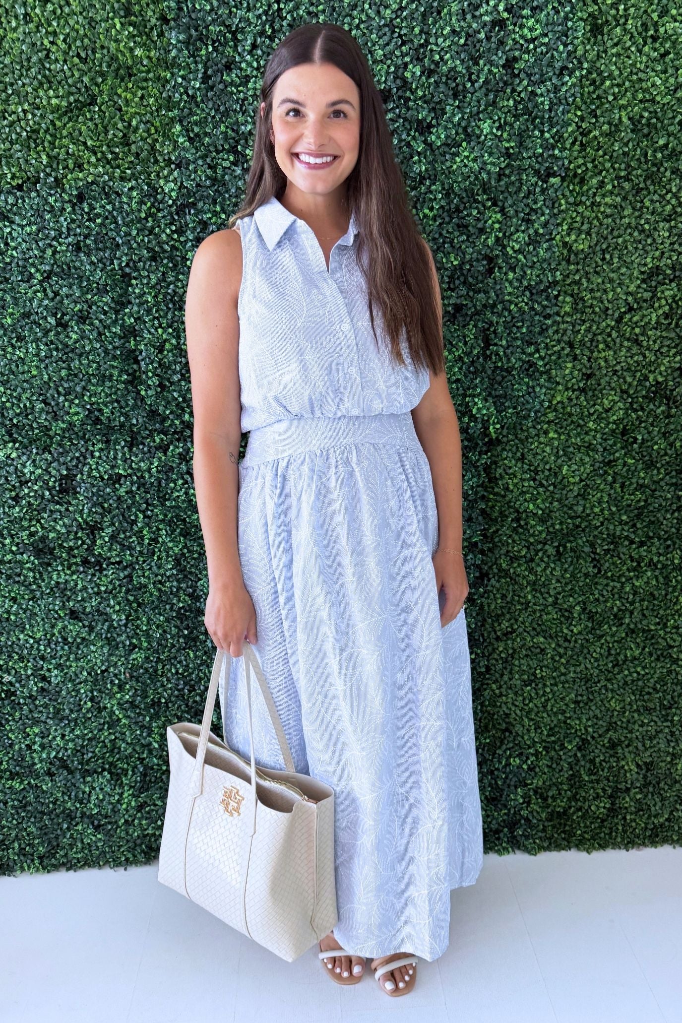 collared sleeveless maxi dress White Collared Sleeveless Maxi Dress - All Dresses
