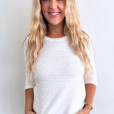 3/4 Sleeve Crewneck Knit Top w/ Rib Trim