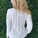 Lace Trim V-Neck Long Sleeve Top
