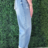 Slouchy Ankle Length Barrel Jeans with Cuffs