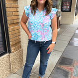 Short Sleeve Printed Blouse
