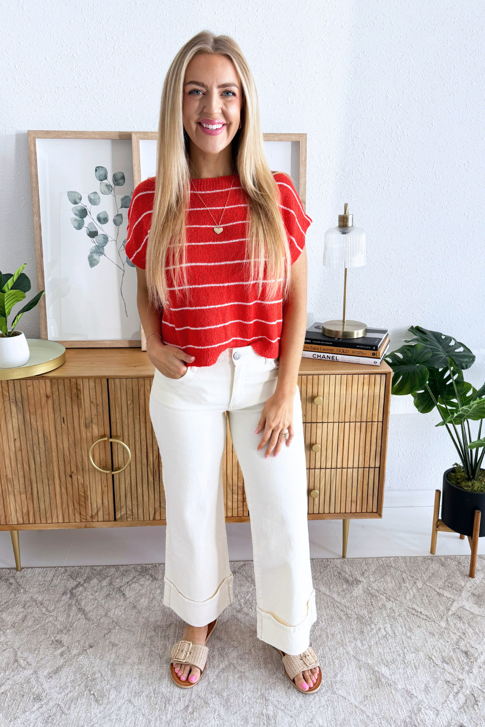 Striped Knit Short Sleeve Top - The 308 Boutique