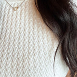Jacquard Knit Sweater Tank w/ Scallop Trim