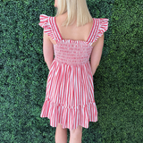 Smocked Stripe Mini Dress