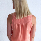 Cotton Gauze Button Down Sleeveless Top