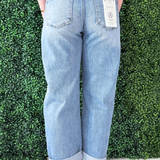 Slouchy Ankle Length Barrel Jeans with Cuffs