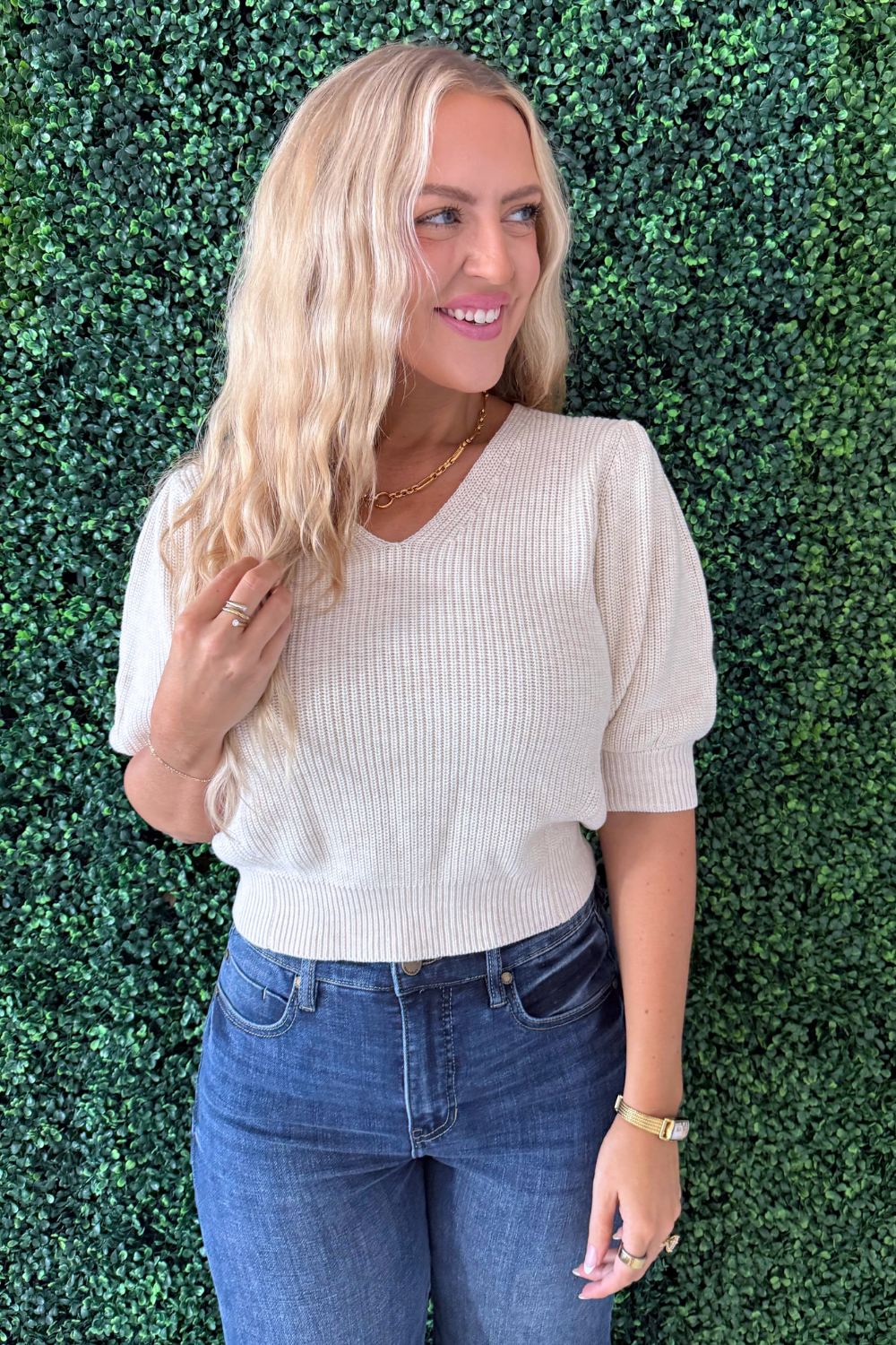 V Neck Knit Top