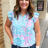 Short Sleeve Printed Blouse