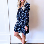 Long Sleeve Floral Chiffon Mini Dress - The 308 Boutique