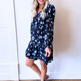 Long Sleeve Floral Chiffon Mini Dress - The 308 Boutique