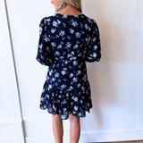 Long Sleeve Floral Chiffon Mini Dress - The 308 Boutique