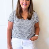 Stripe Knit Scoop Neck Top