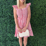 Smocked Stripe Mini Dress