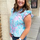 Short Sleeve Printed Blouse