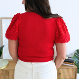 3D Floral Short Sleeve Knit Top