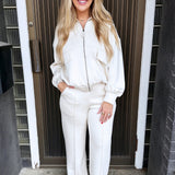 Brushed Modal Pintuck Elastic Waist Pants