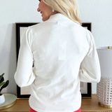 Button Detail Mock Neck Long Sleeve