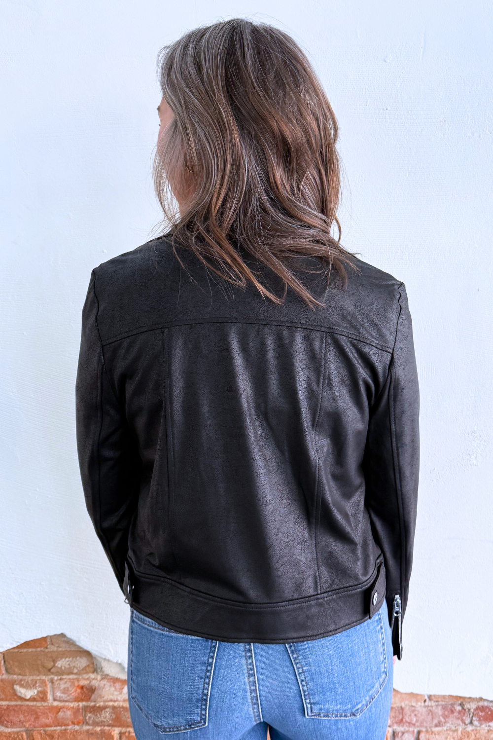 Liquid Leather Zip Cuff Moto Waist Jacket - The 308 Boutique