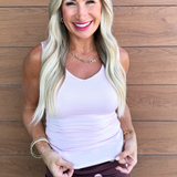 Double Layered V Neck Side Ruched Tank