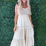 Smocked Sleeveless Midi Dress