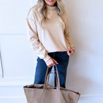 Oversize Drop Shoulder Reversible Mock Neck Sweatshirt - The 308 Boutique