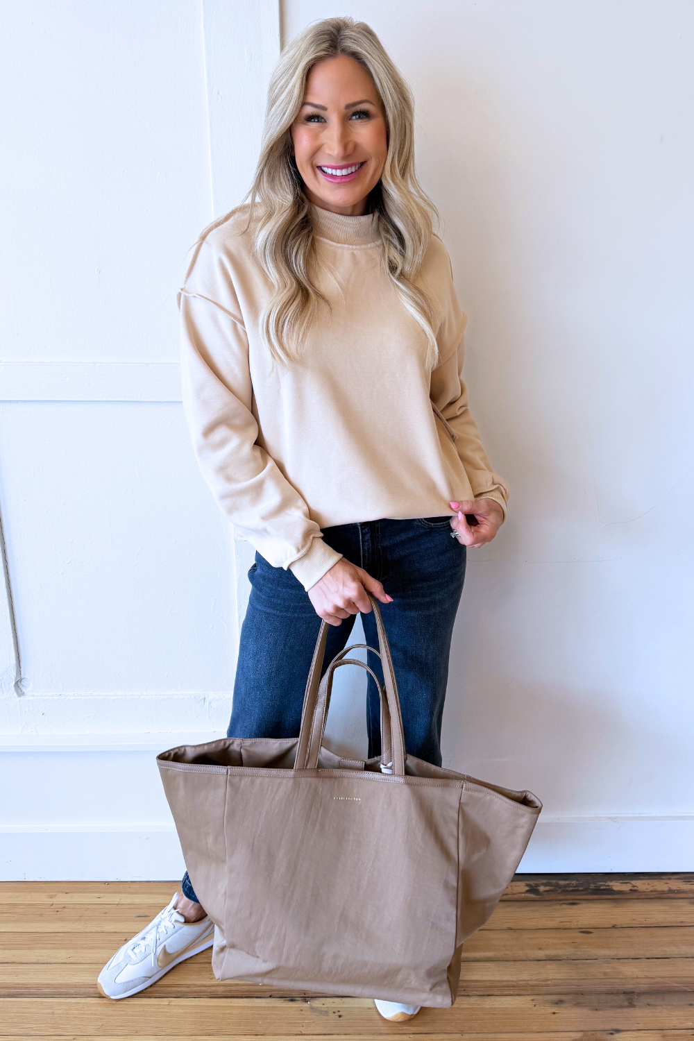 Oversize Drop Shoulder Reversible Mock Neck Sweatshirt - The 308 Boutique