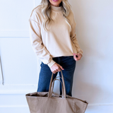 Oversize Drop Shoulder Reversible Mock Neck Sweatshirt - The 308 Boutique