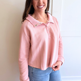 Oversized Collar and Snap Button Neck