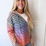 Multi Stripe Zip Sweater Hoodie