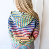 Multi Stripe Zip Sweater Hoodie