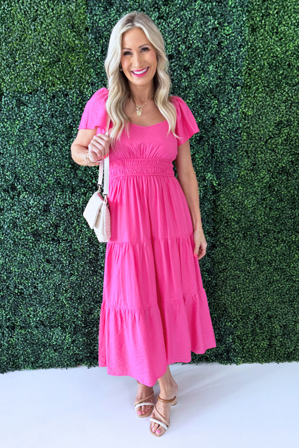 flutter sleeve tiered maxi dress Flutter Sleeve Cutout Tie-Back Maxi Dress with Tiered Ruffle Skirt