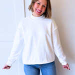 Oversize Drop Shoulder Reversible Mock Neck Sweatshirt - The 308 Boutique