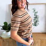 Striped Short Sleeve Sweater Top